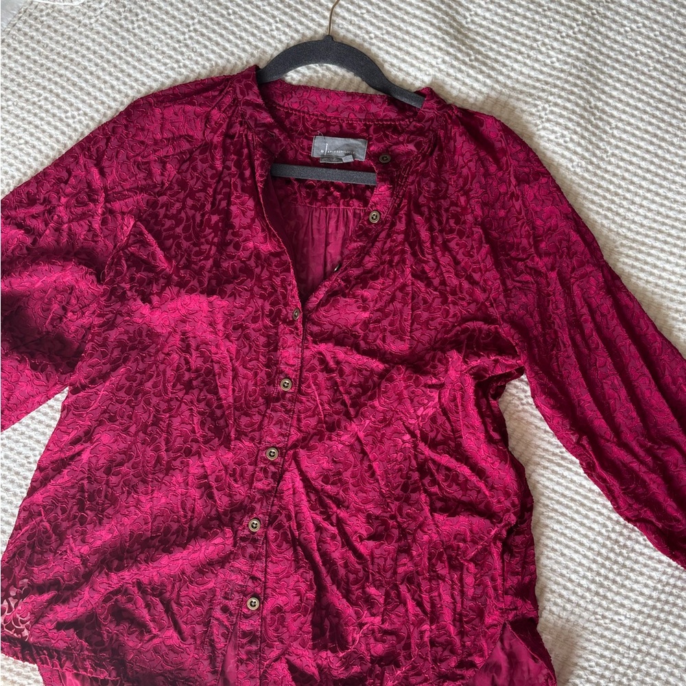 Anthropologie Button-Up Top in Raspberry - Picture 4 of 5